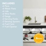 6 Pack - Disposable Chafing Dish Buffet Set, Welded Body Food Warmers for Parties, Fuel Cans Complete Set, Half Size Pans, Warming Trays - Image 3