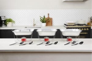 6 Pack - Disposable Chafing Dish Buffet Set, Welded Body Food Warmers for Parties, Fuel Cans Complete Set, Half Size Pans, Warming Trays - Image 7