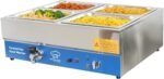 4 Pan Commercial Food Warmer,Electric Countertop Bain Marie Stainless Steel Buffet Steam Table for Catering and Restaurants(4×1/2 GN Pan,120V/1700 Watts