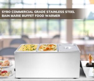 SYBO Commercial Grade Stainless Steel Bain Marie Buffet Food Warmer Steam Table for Catering and Restaurants, Good for Parties Buffet Servers and Warmers, 3 Sections with Tap, Sliver - Image 6