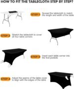 Spandex Table Cover 2 Pack 6FT Black Fitted Tablecloths,Washable Wrinkle Resistant Stretch Table Cloth Rectangle for Vendor Booth Display Items,Party Supplies for Adults,Wedding Decorations,Banquet - Image 6