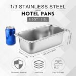 10 Pack Hotel Pans Stainless Steel Steam Table Pan 1/3 Size, 0.8 mm Thick Anti Jam Warming Pans for Food Warmer Restaurant Catering Supplies, 12.8 x 6.9 Inch(4 Inch Deep,Standard) - Image 2