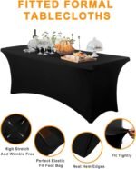 Spandex Table Cover 2 Pack 6FT Black Fitted Tablecloths,Washable Wrinkle Resistant Stretch Table Cloth Rectangle for Vendor Booth Display Items,Party Supplies for Adults,Wedding Decorations,Banquet - Image 2