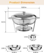 Chafing Dish Buffet Set 2 Pack, 5QT Round Stainless Steel Chafer and Food Warmers with Food & Water Pan, Lid, Frame, Fuel Holder for Catering, Parties, Events, Wedding, Camping, Dinner - Image 5
