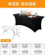 Spandex Table Cover 2 Pack 6FT Black Fitted Tablecloths,Washable Wrinkle Resistant Stretch Table Cloth Rectangle for Vendor Booth Display Items,Party Supplies for Adults,Wedding Decorations,Banquet - Image 4