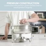 Chafing Dish Buffet Set of 4 – Complete Stainless Steel Chaffe Buffet Set with Glass Lids, Chafing Fuel Holder – Elegant and Practical Warmer Trays for Buffet, Wedding, Catering Supplies - Image 4