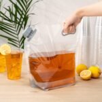 Restaurantware Cater Tek 1 Gallon Water Containers 10 Drink Bags - Collapsible Includes Tamper-Evident Caps Clear Plastic Beverage Bags For Catered Events Camping or Hiking Durable Handle - Image 3