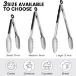 Chengu 12 Pack Stainless Steel Kitchen Tongs 7/9/12 Inches Food Serving Clip Kitchen Cooking Tongs High Heat Resistant Clips for Cooking Non Stick Locking Grill Salad (Black) - Image 2