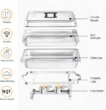 Chafing Dishes for Buffet 4 Pack, 9 Quart Stainless Steel Chafing Dish Buffet Set with Folding Frame, Food Warmers for Parties, Catering Supplies, Banquets, and Weddings - Image 2