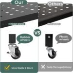 DEANIC 3 Tier Foldable Storage Shelves with Wheels, Kitchen Appliance Stand, Freestanding Metal Wire Shelf Rack, No Assembly Organizer Rolling Cart for Garage, Basement, Pantry(Black Pack of 2) - Image 8