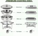Chafing Dish Buffet Set 4 Pack, 8 QT Rectangle & 5QT Round Stainless Steel Chafer for Catering, Chafers and Buffet Warmer Sets w/Food & Water Pan, Lid, Fuel Holder for Event Party Holiday - Image 3