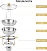 Chafing Dishes for Buffet Set of 4, 5QT Buffet Servers and Warmers, Round Catering Food Warmers Stainless Steel Chafing Dish Buffet Set with Glass Lid & Lid Holder for Parties Events, Gold - Image 6