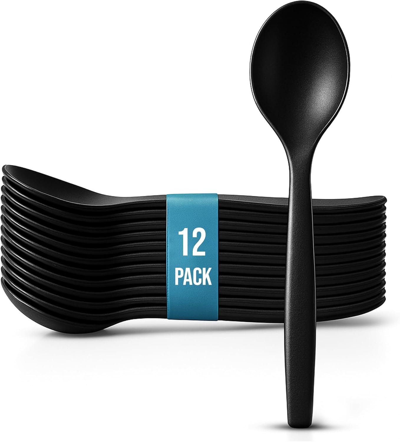 61prm3cxyL._AC_SL1500_.jpg 10" Black Plastic Serving Spoons for Buffet, Bulk 12 Count, Heavy Duty Disposable Spoon, Large Plastic Serving Utensils for Catering Supplies, Events, Party, Weddings & More - C&S Event Supply Co. - Image 1