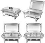 Chafing Dish Buffet Set[4 Pack] 8QT Stainless Steel Buffet Chafers,Catering Food Warmers Set With 7 Trays
