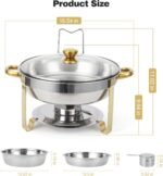 Chafing Dishes for Buffet Set of 4, 5QT Buffet Servers and Warmers, Round Catering Food Warmers Stainless Steel Chafing Dish Buffet Set with Glass Lid & Lid Holder for Parties Events, Gold - Image 5