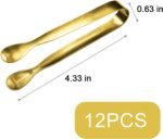 JCREN 12 Pcs Serving Tongs, Small Serving Utensils for Parties Catering Gold Tongs, Food-Grade 304 Stainless Steel Mini Appetizer Tongs for Tea Party Coffee Bar, 4" Sugar Tongs - Gold - Image 2