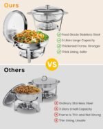 Chafing Dish Buffet Set 2 Pack, 5QT Round Stainless Steel Chafer and Food Warmers with Food & Water Pan, Lid, Frame, Fuel Holder for Catering, Parties, Events, Wedding, Camping, Dinner - Image 6
