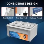 Treshin 3 Pan Commercial Food Warmer 21 Qt Capacity 1200W Stainless Steel Electrical Bain Marie Buffet Food Warmer Steam Table with Temperature Control & Lid for Home, Party, Catering, Restaurants - Image 6