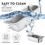 10 Pack Hotel Pans Stainless Steel Steam Table Pan 1/3 Size, 0.8 mm Thick Anti Jam Warming Pans for Food Warmer Restaurant Catering Supplies, 12.8 x 6.9 Inch(4 Inch Deep,Standard) - Image 5