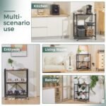 DEANIC 3 Tier Foldable Storage Shelves with Wheels, Kitchen Appliance Stand, Freestanding Metal Wire Shelf Rack, No Assembly Organizer Rolling Cart for Garage, Basement, Pantry(Black Pack of 2) - Image 4