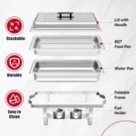4 Pack Chafing Dish Buffet Set, 8QT Stainless Steel Rectangular Chafers and Buffet Warmer Sets for Catering, with Food & Water Pan, Lid, Foldable Frame, Fuel Holder for Event Party Holiday - Image 3