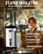 WantJoin Insulated Beverage Dispenser-75 Cup Hot&Cold water Urn for Catering-Stainless Steel Premium 12 L/3.2 Gallon Hot Drink Dispenser with Spigot for Coffee & Hot tea,Cold Milk,Water,Juice(Silver) - Image 7