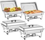 Chafing Dishes for Buffet 4 Pack, 9 Quart Stainless Steel Chafing Dish Buffet Set with Folding Frame, Food Warmers for Parties, Catering Supplies, Banquets, and Weddings