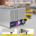 3-Pan Commercial Food Warmer with Non-Leakage Stretch-Forming Water Tank &3 of 1/3 Size GN Pan,Countertop Soup Station Bain Marie with Drain Tap for Buffet,Catering,Parties and Restaurants - Image 5