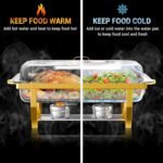 Chafing Dishes, 8 Qt High Grade Buffet Set, Full Size Pan, Rolled-Edge Design Food Warmers for Parties, Wedding, Birthday, Camping 4 Pack (Half Gold) - Image 3