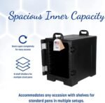 Carlisle FoodService Products Insulated Food Pan Carrier and Warmer, Front-Loading with Handles, Holds 5 Full or 10 Half 2.5" Pans (Sold Separately) with Rugged PE Shell and PU Insulation, Black - Image 2