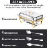 Chafing Dishes, 8 Qt High Grade Buffet Set, Full Size Pan, Rolled-Edge Design Food Warmers for Parties, Wedding, Birthday, Camping 4 Pack (Half Gold) - Image 2