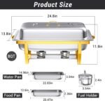 Chafing Dishes, 8 Qt High Grade Buffet Set, Full Size Pan, Rolled-Edge Design Food Warmers for Parties, Wedding, Birthday, Camping 4 Pack (Half Gold) - Image 7