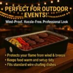 Chafer Wind Guard - 2 Pack | Handle Covered Chafing Dish Wind Cover | Fitted & Washable, Elegant & Functional Catering Decoration | Black - Image 4