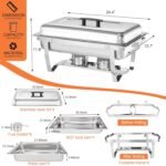 Chafing Dishes for Buffet 4 Pack, 9 Quart Stainless Steel Chafing Dish Buffet Set with Folding Frame, Food Warmers for Parties, Catering Supplies, Banquets, and Weddings - Image 5
