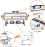 Chafing Dishes for Buffet 4 Pack, 9 Quart Stainless Steel Chafing Dish Buffet Set with Folding Frame, Food Warmers for Parties, Catering Supplies, Banquets, and Weddings - Image 4