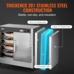 VEVOR Hot Box Food Warmer, 4-Tier Concession Warmer with Water Tray, 4 Pans, Double-Door and Adjustable Shelves, Stainless Steel Food Warmer Cabinet, Ideal for Storing Pizza, Chicken, Restaurant - Image 5