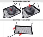 REDCAMP Grill Swing Campfire Grill Stand with Iron Grill Grate, Collapsible Campfire Cooking Rack w/6 Hooks,Portable Cookware Hanging Rack Outdoor Camping Bonfire for Cookware & Dutch Oven,Rectangle - Image 5