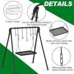 Campfire Swing Grill Stand Adjustable Grill Cooking Stand Hanging Rack with 8 Hooks and Accessories Campfire Cooking Equipment for BBQ Picnic Outdoor Party(Normal Tray) - Image 3