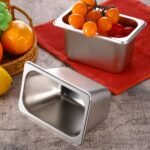 Thenshop 10 Pcs 1/9 Size 4 Inch Deep Hotel Pan Stainless Steel Steam Table Pan Commercial Metal Food Catering Tray for Hotel, Restaurant, Buffet, 0.8 mm Thick, 6.9 L x 4.3 W(Standard Style) - Image 4