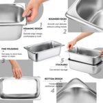 10 Pack Hotel Pans Stainless Steel Steam Table Pan 1/3 Size, 0.8 mm Thick Anti Jam Warming Pans for Food Warmer Restaurant Catering Supplies, 12.8 x 6.9 Inch(4 Inch Deep,Standard) - Image 3