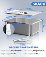 WantJoin Steam Table Hotel Pans with Lid 1/2 Half Size 6 Inch Deep 3 Pack, Stainless Steel Metal Tray Sets Food Storage Container, Restaurant Chafing Dishes Commercial Buffet Warmer Catering Supplies - Image 6