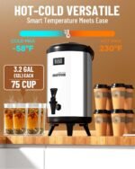 WantJoin Insulated Beverage Dispenser-75 Cup Hot&Cold water Urn for Catering-Stainless Steel Premium 12 L/3.2 Gallon Hot Drink Dispenser with Spigot for Coffee & Hot tea,Cold Milk,Water,Juice(Silver) - Image 2