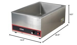Winco FW-S500 Commercial Portable Steam Table Food Warmer 120V 1200W,Stainless Steel,Large - Image 3