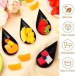 300 pack 4inch Tear Drop Mini Appetizer Plates Spoons Plastic Tasting Spoons, Dessert Bowls & Mini Dessert Containers Disposable Catering Supplies for Parties & Events(Black) - Image 2