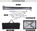 REDCAMP Grill Swing Campfire Grill Stand with Iron Grill Grate, Collapsible Campfire Cooking Rack w/6 Hooks,Portable Cookware Hanging Rack Outdoor Camping Bonfire for Cookware & Dutch Oven,Rectangle - Image 4