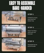 Chafing Dishes for Buffet 4 Pack, 9QT [No Fingers Cut] Roll Edge Designed Chafing Dish Buffet Set [Mirror-Like Polished Finish] Food Warmers for Parties, Birthday, Holiday Parties, Church Events, etc - Image 6