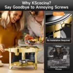 Chafing Dishes for Buffet, 4 Pack 5QT Round Stainless Steel Chafing Dish Set for Home Parties, Christmas Gatherings, Catering Events Complete Buffet Warmer Set (Golden 4) - Image 4