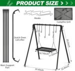 Campfire Swing Grill Stand Adjustable Grill Cooking Stand Hanging Rack with 8 Hooks and Accessories Campfire Cooking Equipment for BBQ Picnic Outdoor Party(Normal Tray) - Image 2