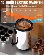 WantJoin Insulated Beverage Dispenser-75 Cup Hot&Cold water Urn for Catering-Stainless Steel Premium 12 L/3.2 Gallon Hot Drink Dispenser with Spigot for Coffee & Hot tea,Cold Milk,Water,Juice(Silver) - Image 3