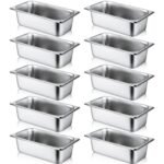 10 Pack Hotel Pans Stainless Steel Steam Table Pan 1/3 Size, 0.8 mm Thick Anti Jam Warming Pans for Food Warmer Restaurant Catering Supplies, 12.8 x 6.9 Inch(4 Inch Deep,Standard)